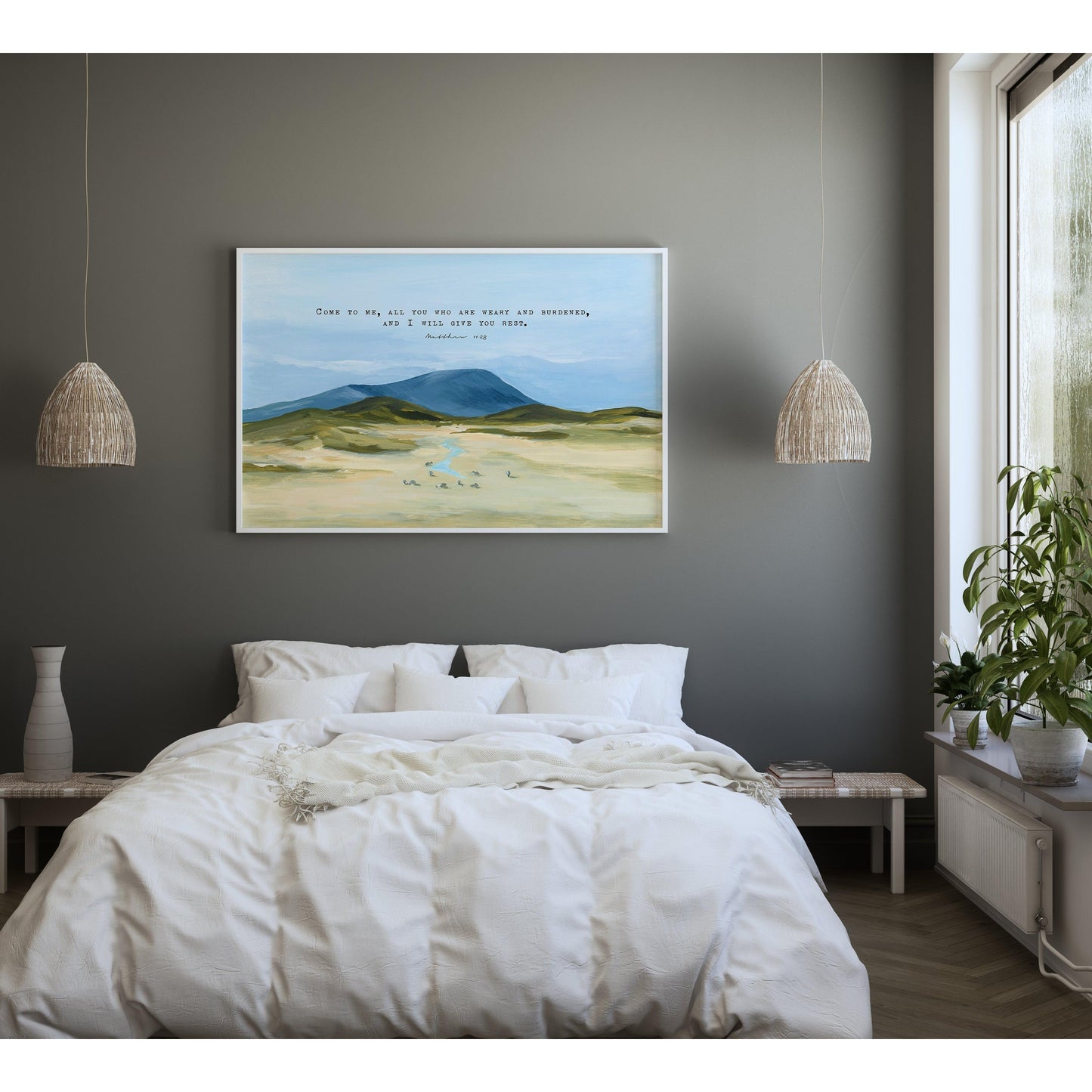 Large Christian Art - Landscape with Scripture Matthew 11:28