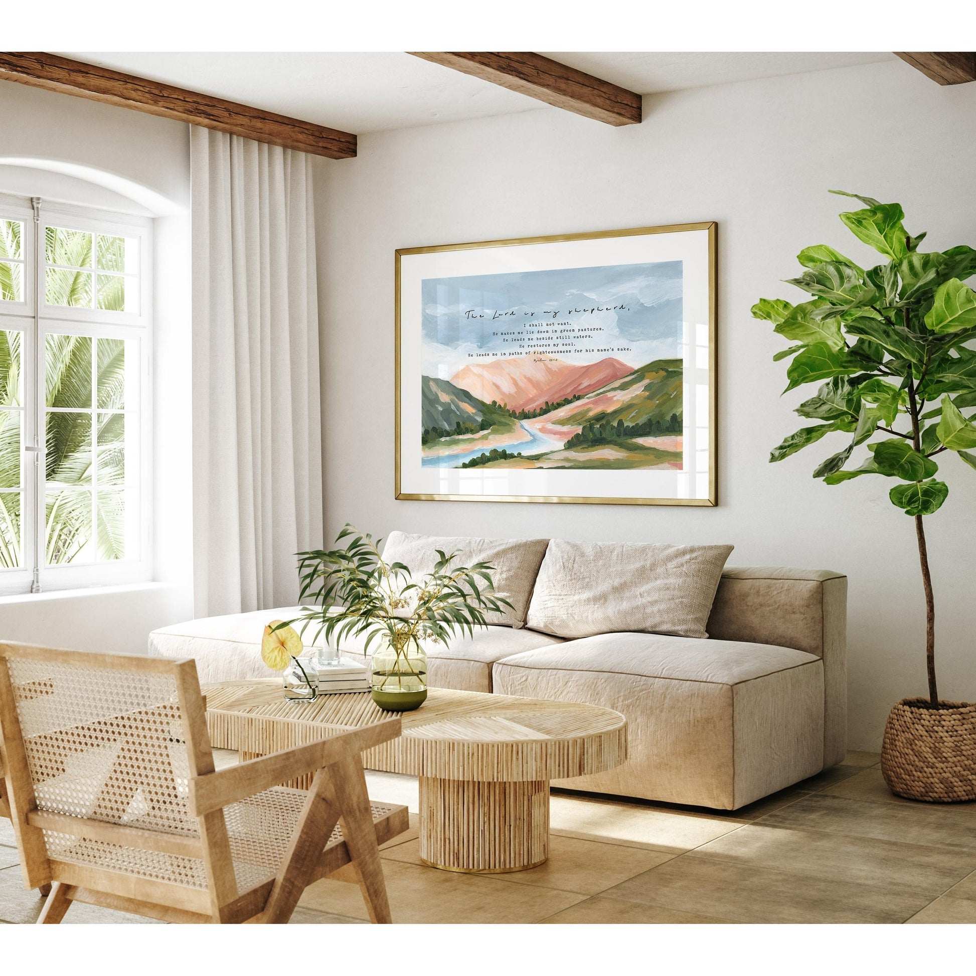 Large Christian Art - Landscape with Scripture Psalm 23