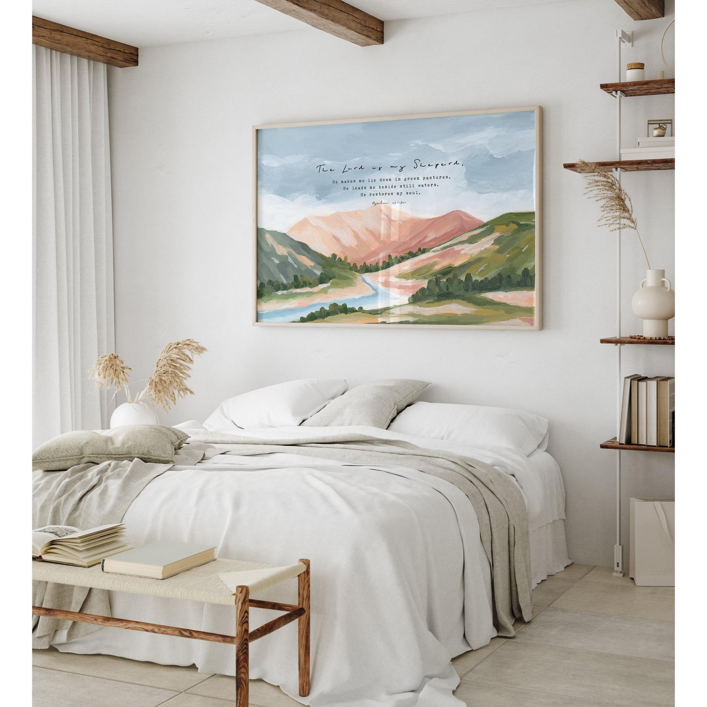 Large Christian Art - Landscape with Scripture Psalm 23