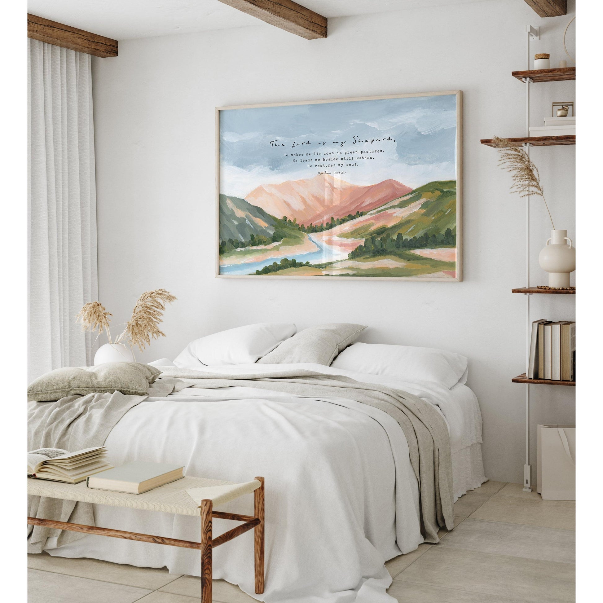 Large Christian Art - Landscape with Scripture Psalm 23