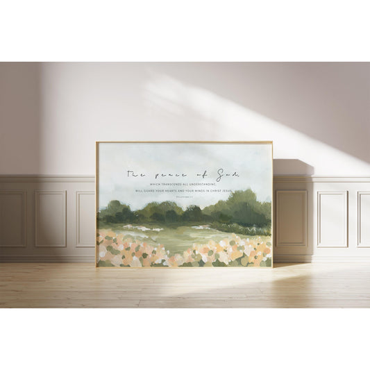 Large Landscape with Bible Verses - Philippians 4:7