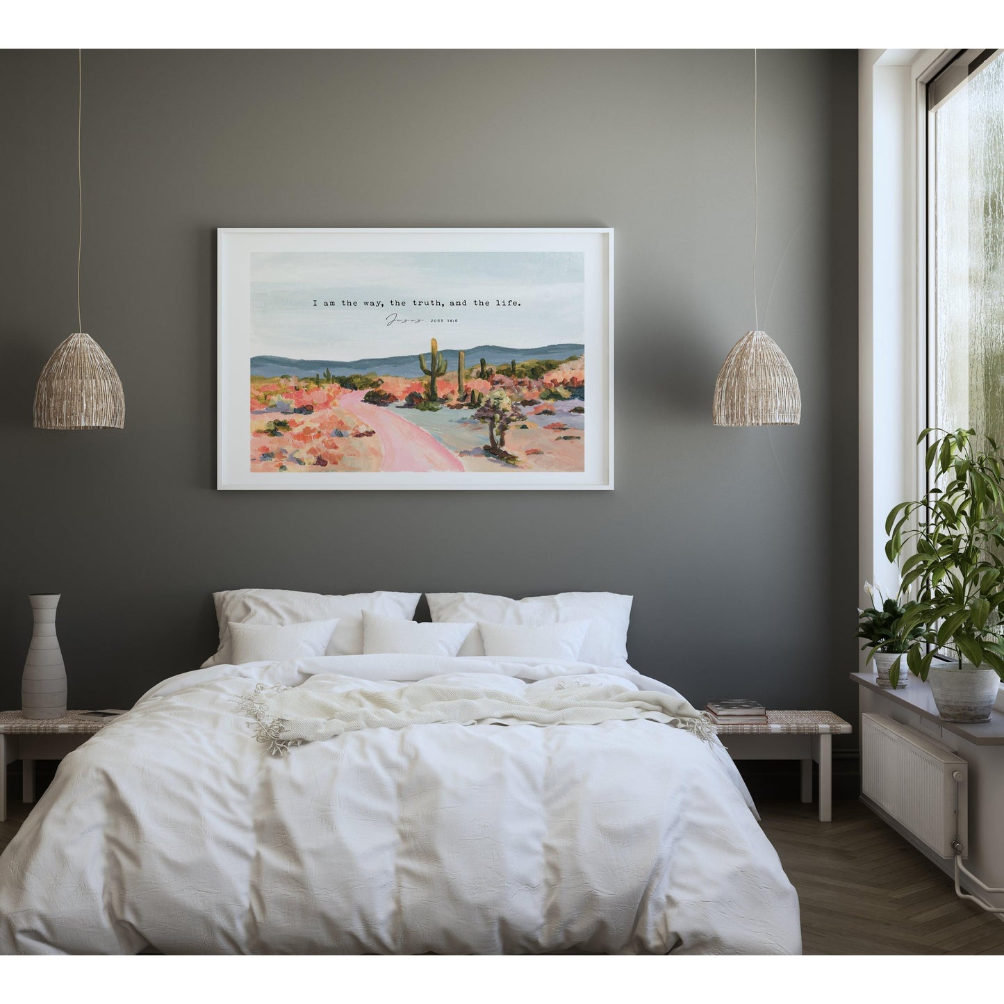 Large Size Christian Wall Art - Landscape with Bible Verse John 14:6