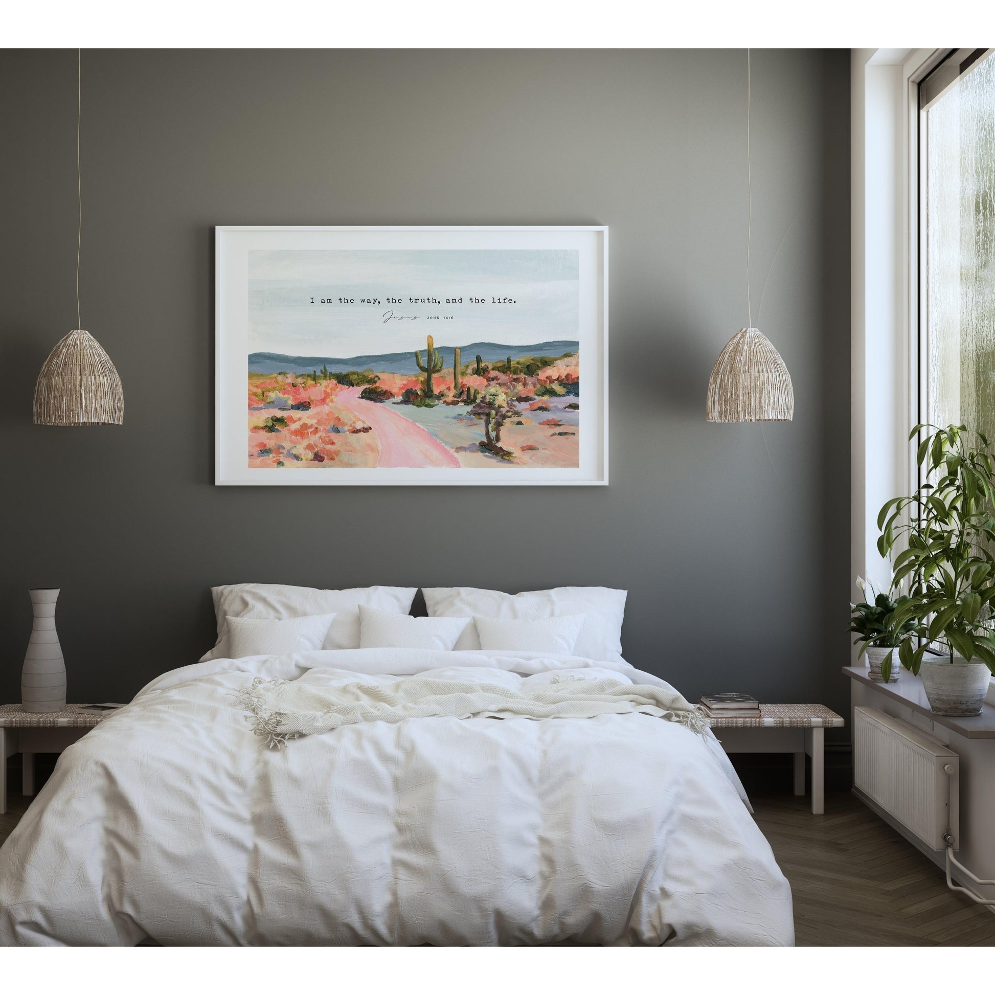 Large Size Christian Wall Art - Landscape with Bible Verse John 14:6