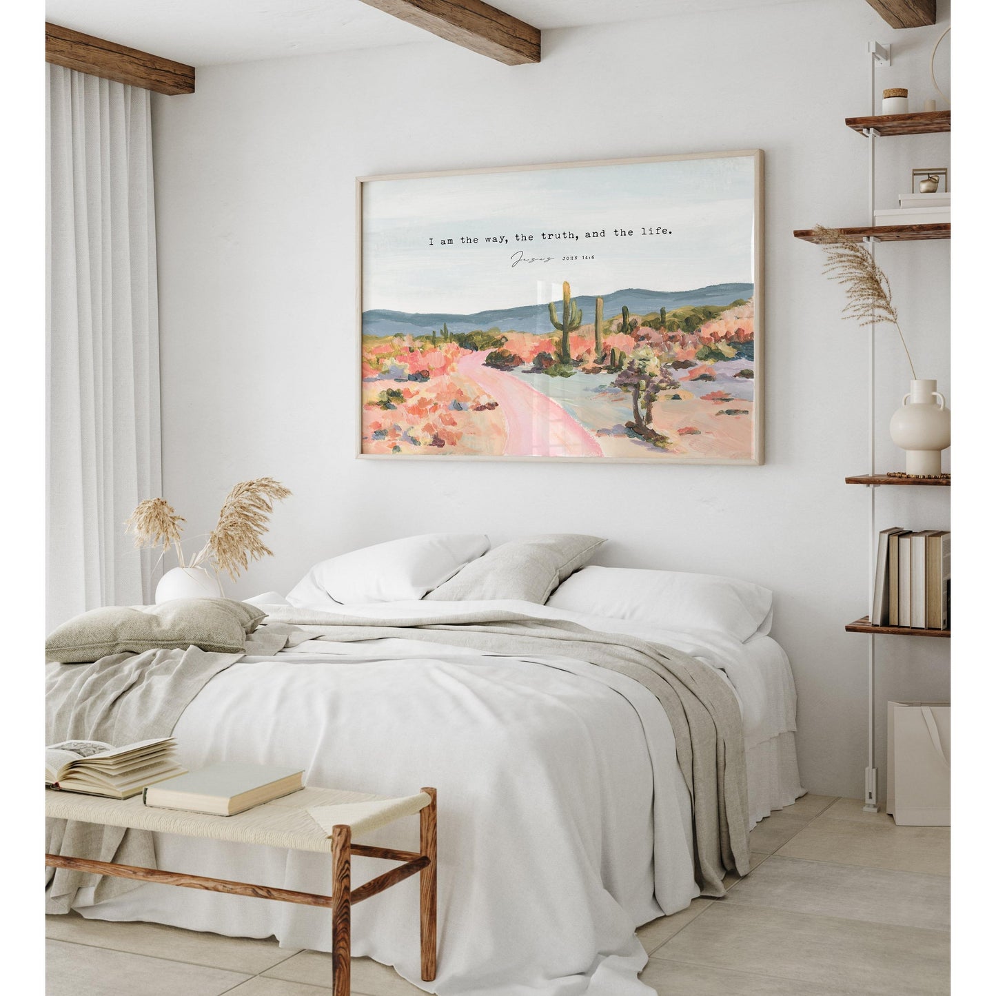 Large Size Christian Wall Art - Landscape with Bible Verse John 14:6