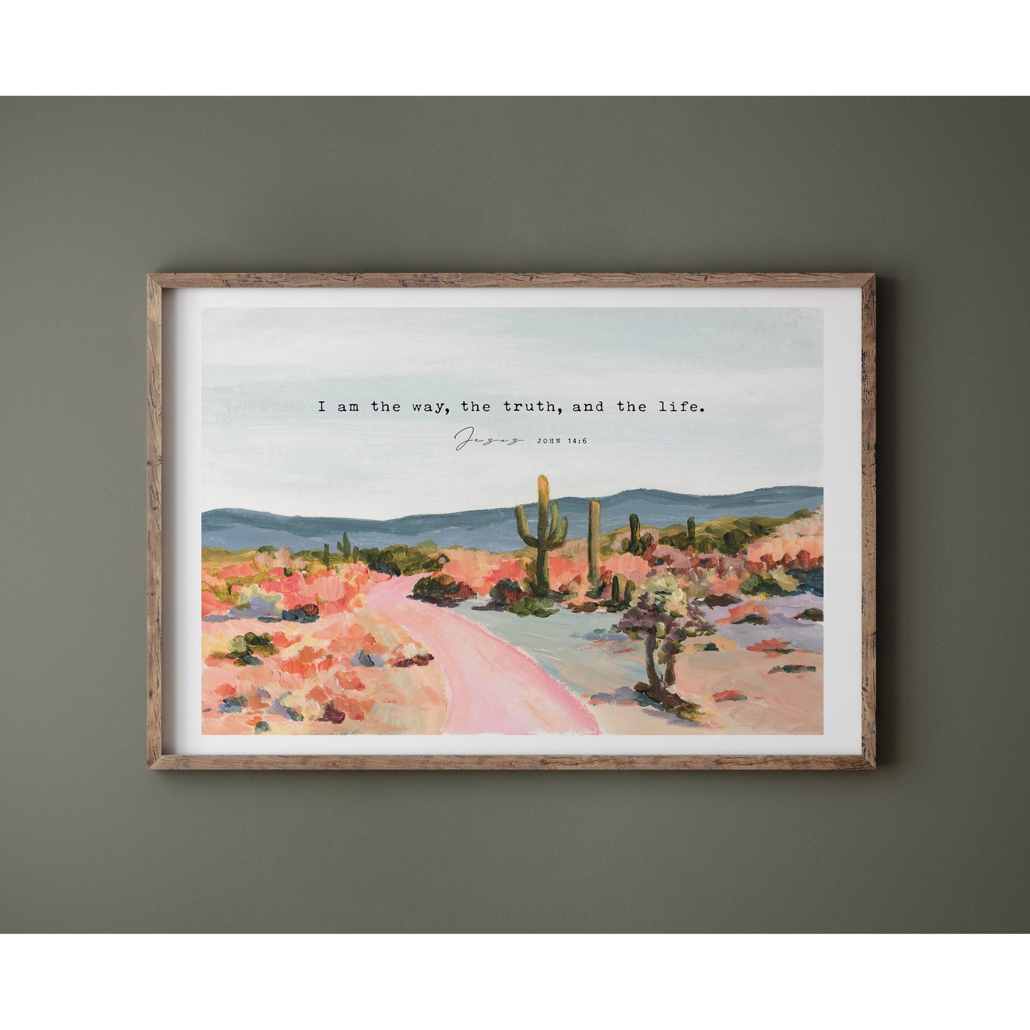 Large Size Christian Wall Art - Landscape with Bible Verse John 14:6