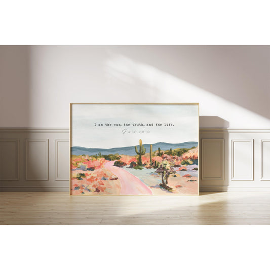 Large Size Christian Wall Art - Landscape with Bible Verse John 14:6