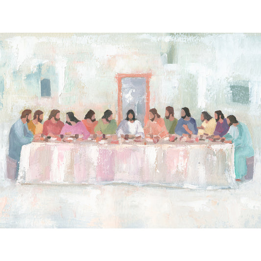 At the Table modern art with vibrant colors of the Last Supper
