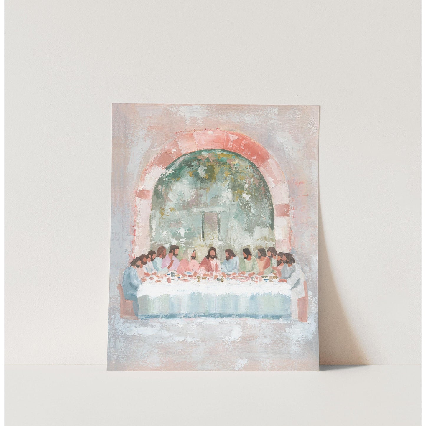 fine art paper print of Last Supper oil painting with vibrant colors
