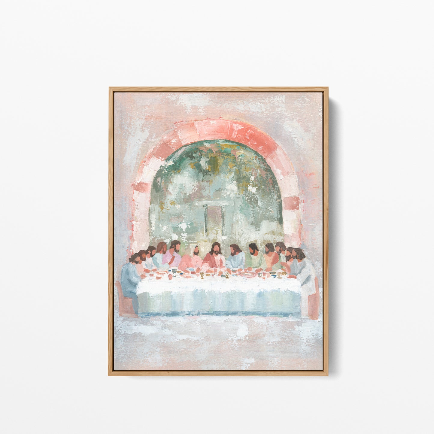 framed canvas print of Last Supper oil painting with vibrant colors