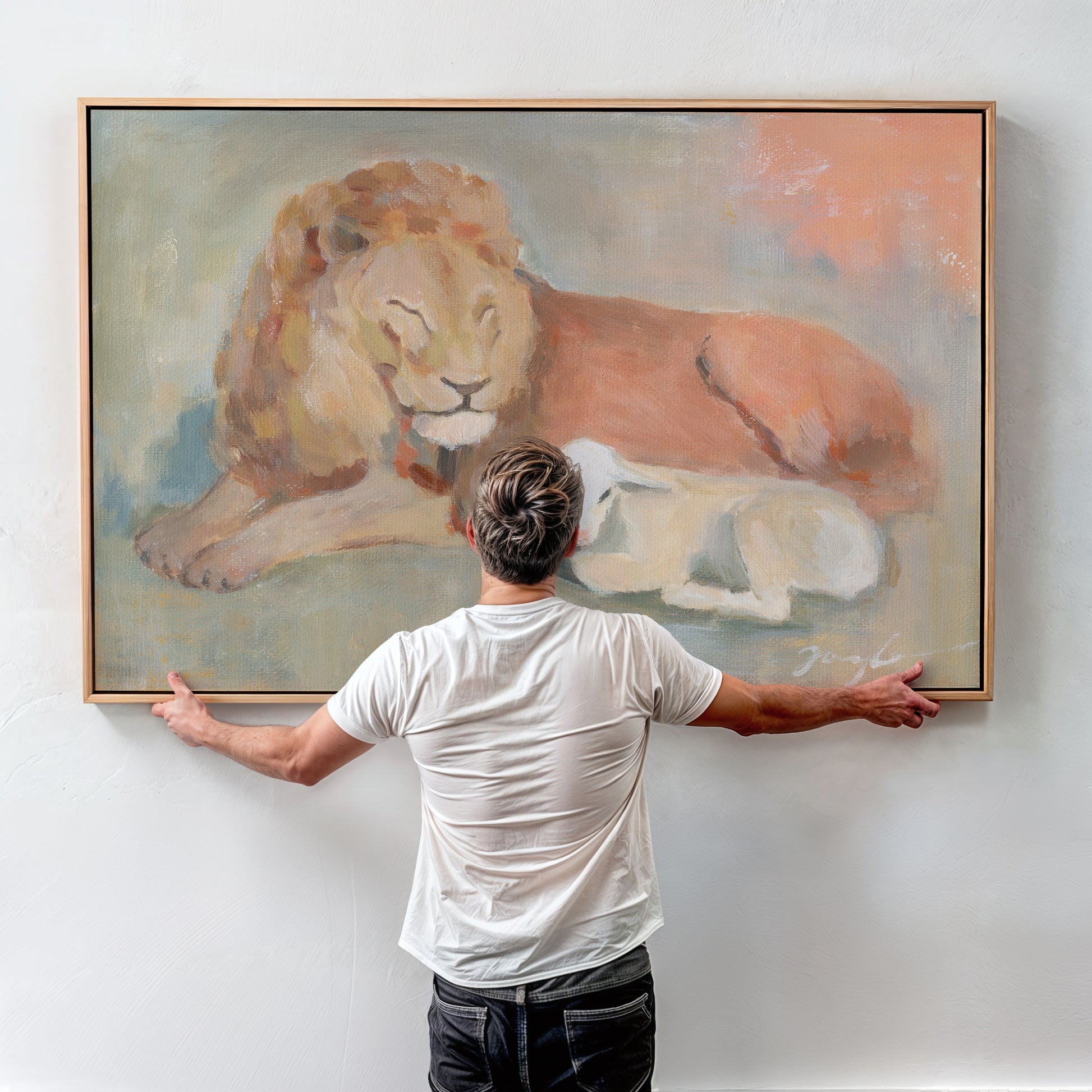 Lion and Lamb Symbolic Christian wall art