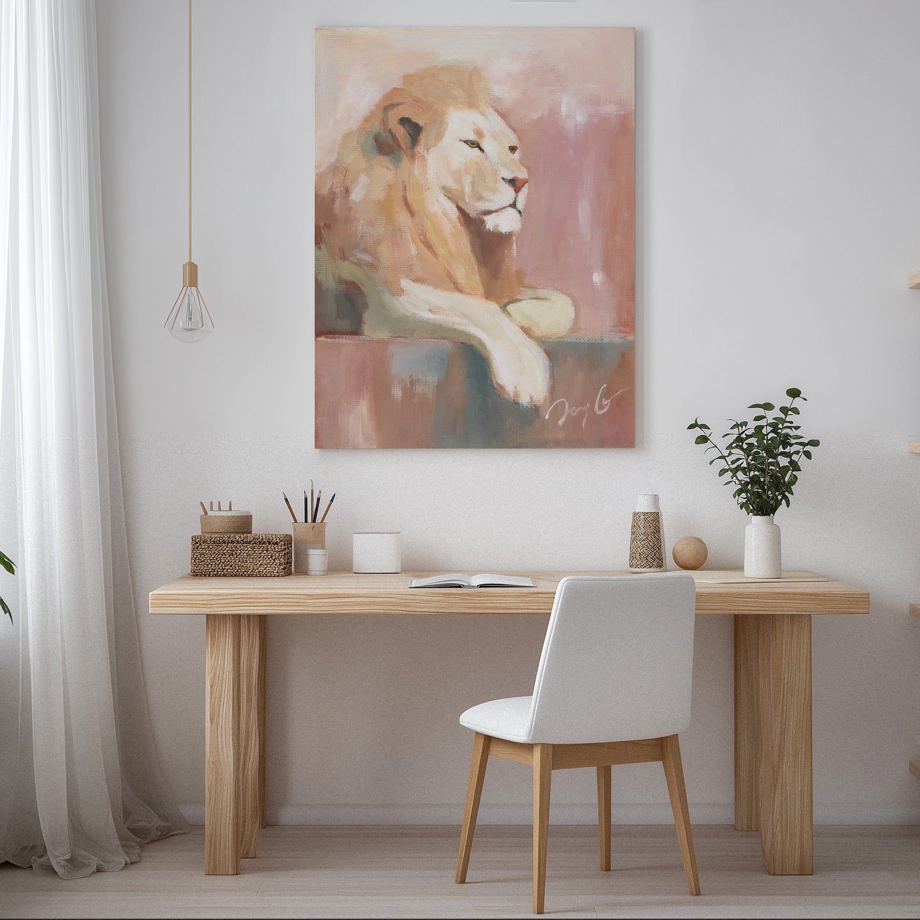 christ the king lion art print for office