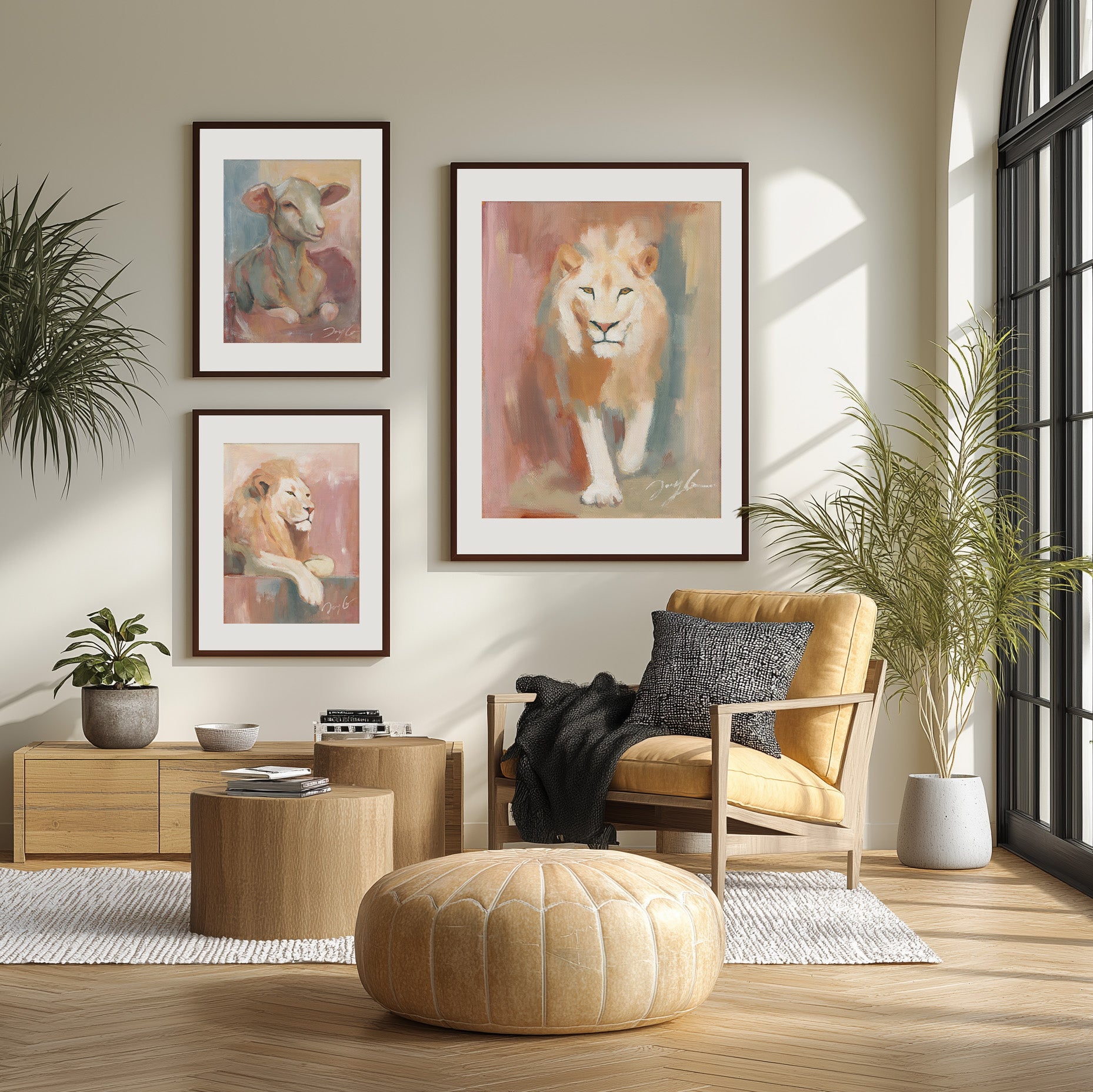 gentle yet powerful christian lion canvas for living room