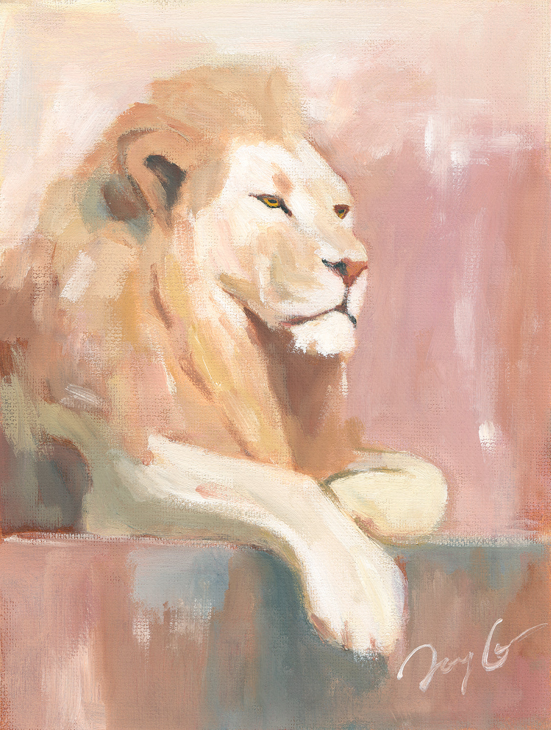 lion of judah christian wall art print, soft vibrant colors