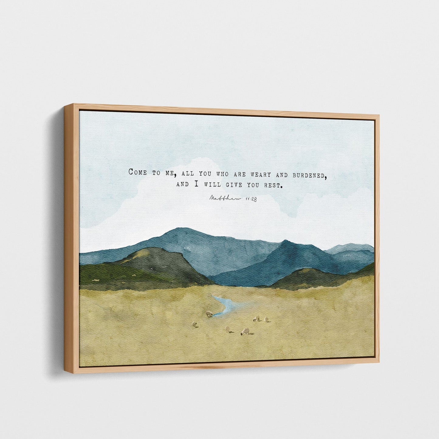 Scripture Art Watercolor Landscape _ Matthew 11 28