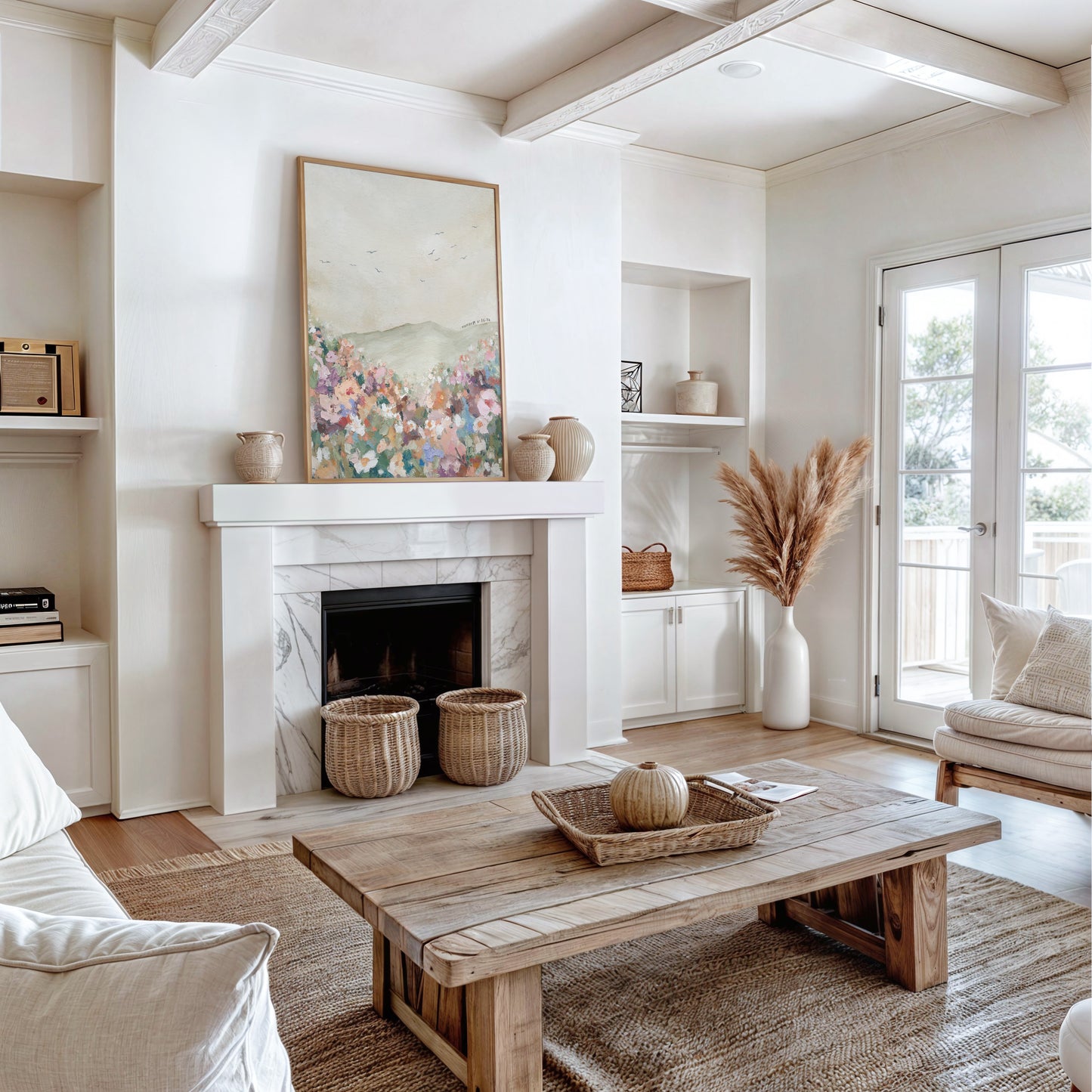 Modern Christian Art Print of Birds & Flowers | "Even the Flowers Know" | Matthew 6