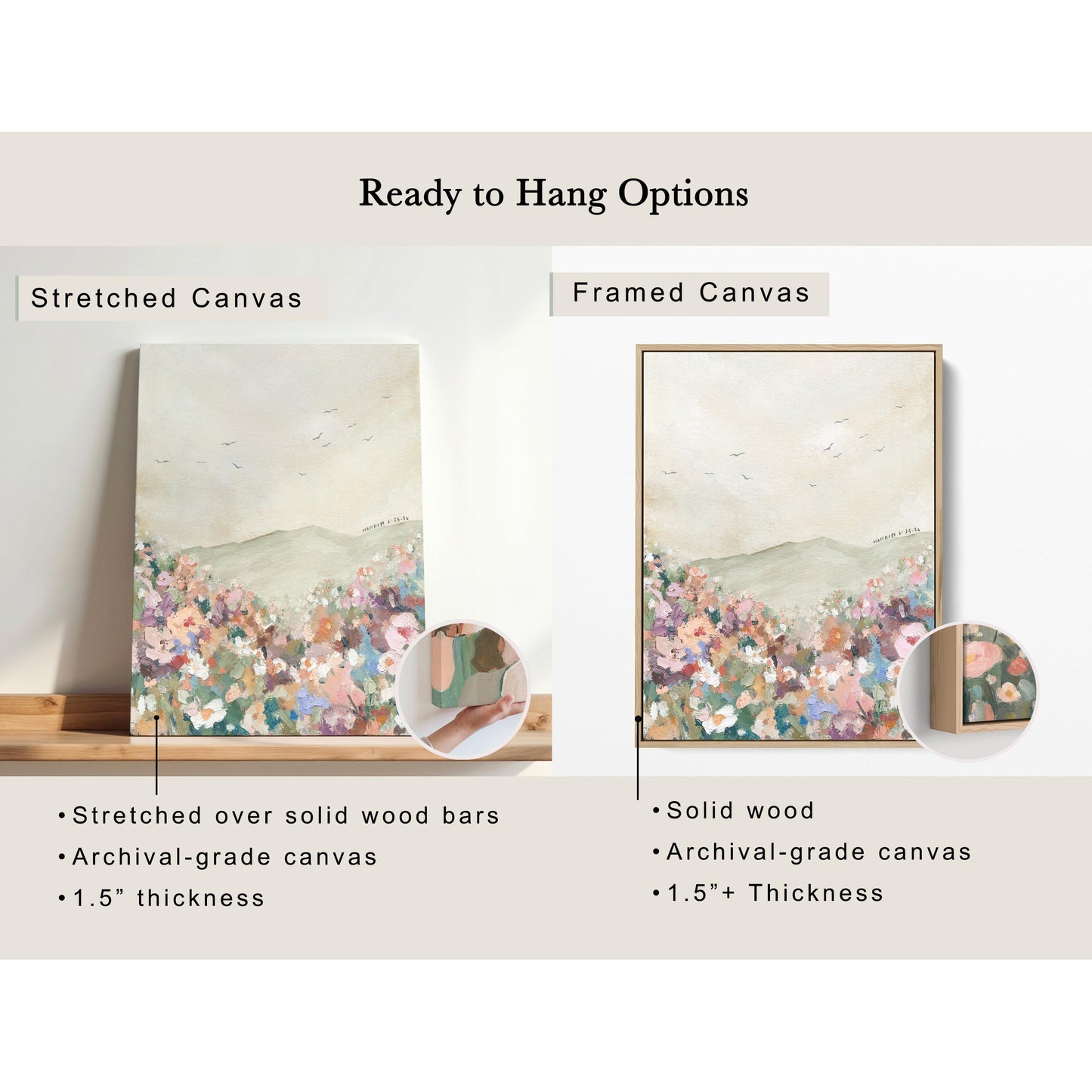 Modern Christian Art Print of Birds & Flowers | "Even the Flowers Know" | Matthew 6