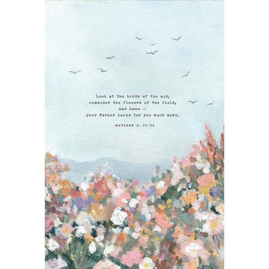 Modern Christian Art Print of Birds & Florals | Matthew 6 | "More Than Sparrows"