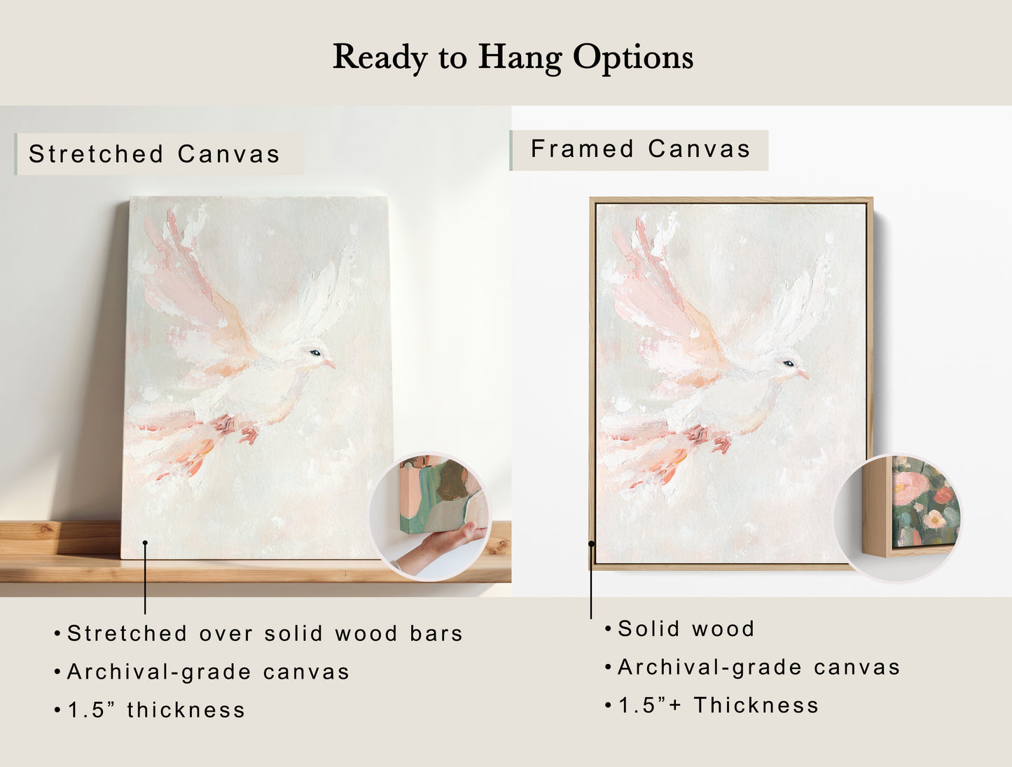 peaceful Holy Spirit dove canvas print