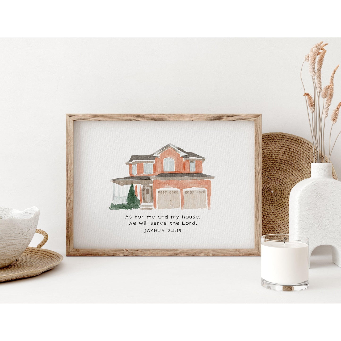 Modern Christian Art - Bible Verse Art "As for Me and My House"