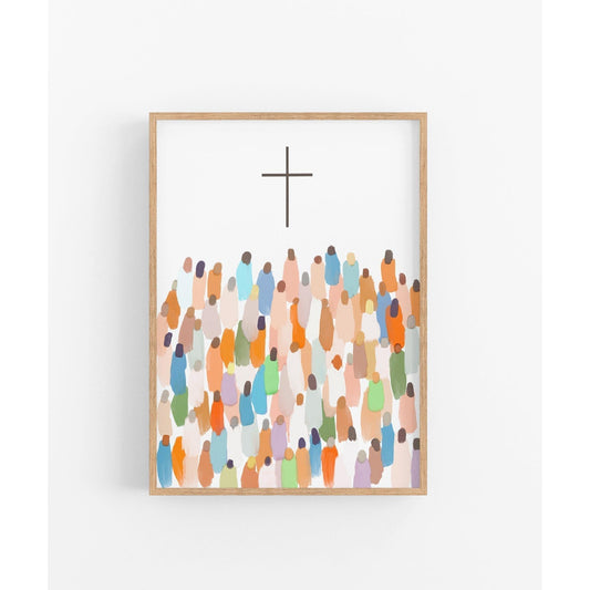 Modern Christian Art - CROSS AND PEOPLE