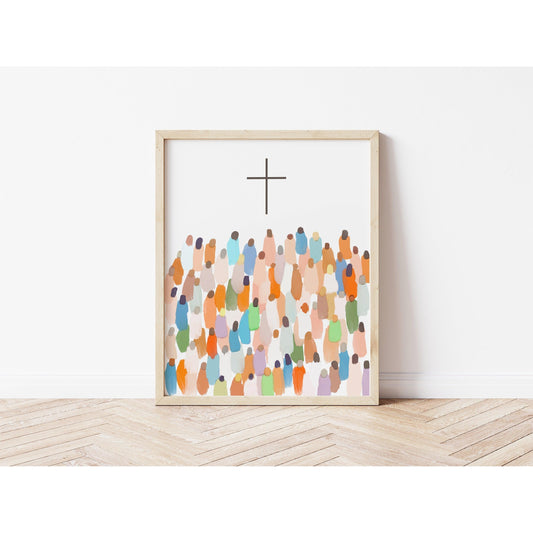Modern Christian Art - CROSS AND PEOPLE
