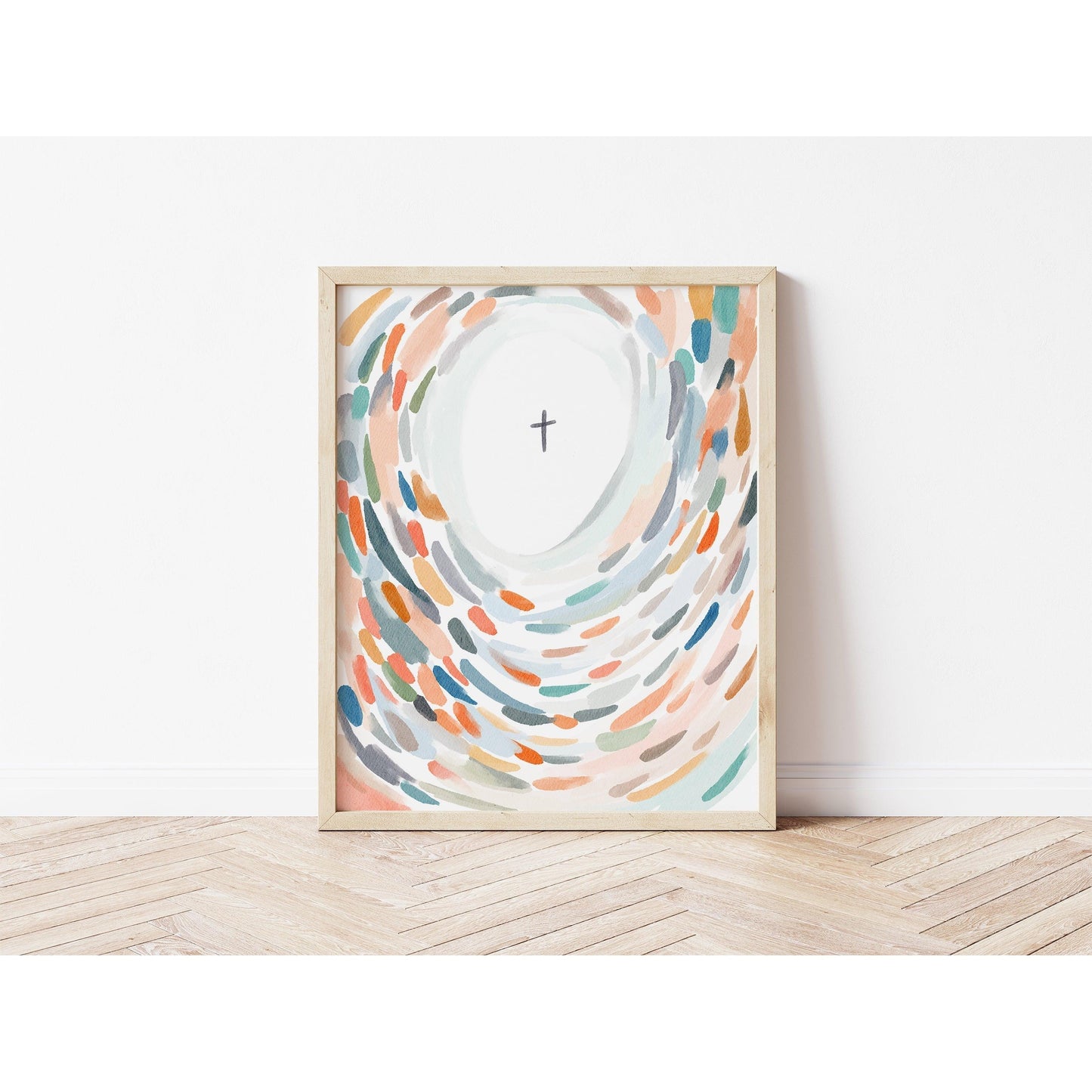 Modern Christian Art - Colorful Fish and Cross