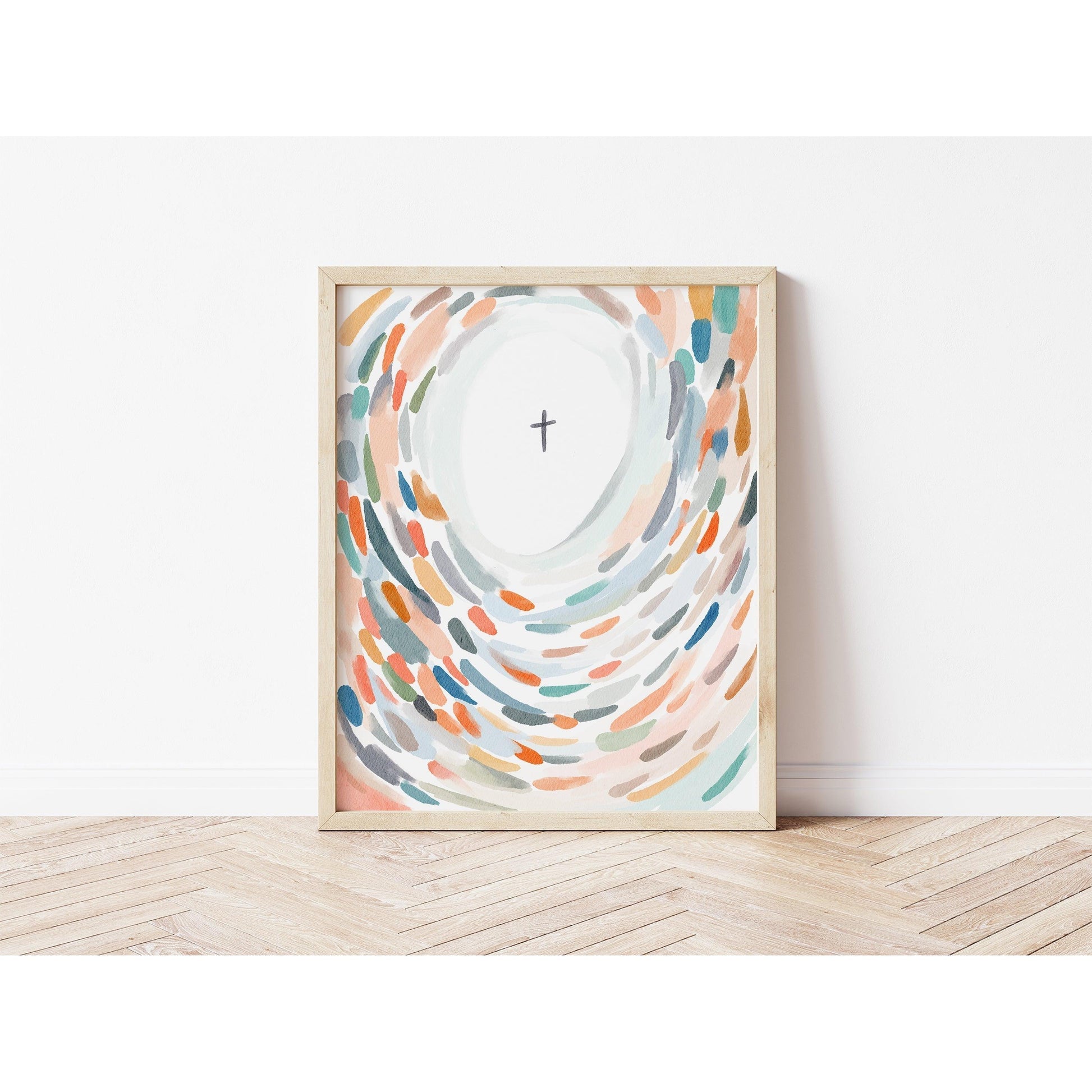 Modern Christian Art - Colorful Fish and Cross