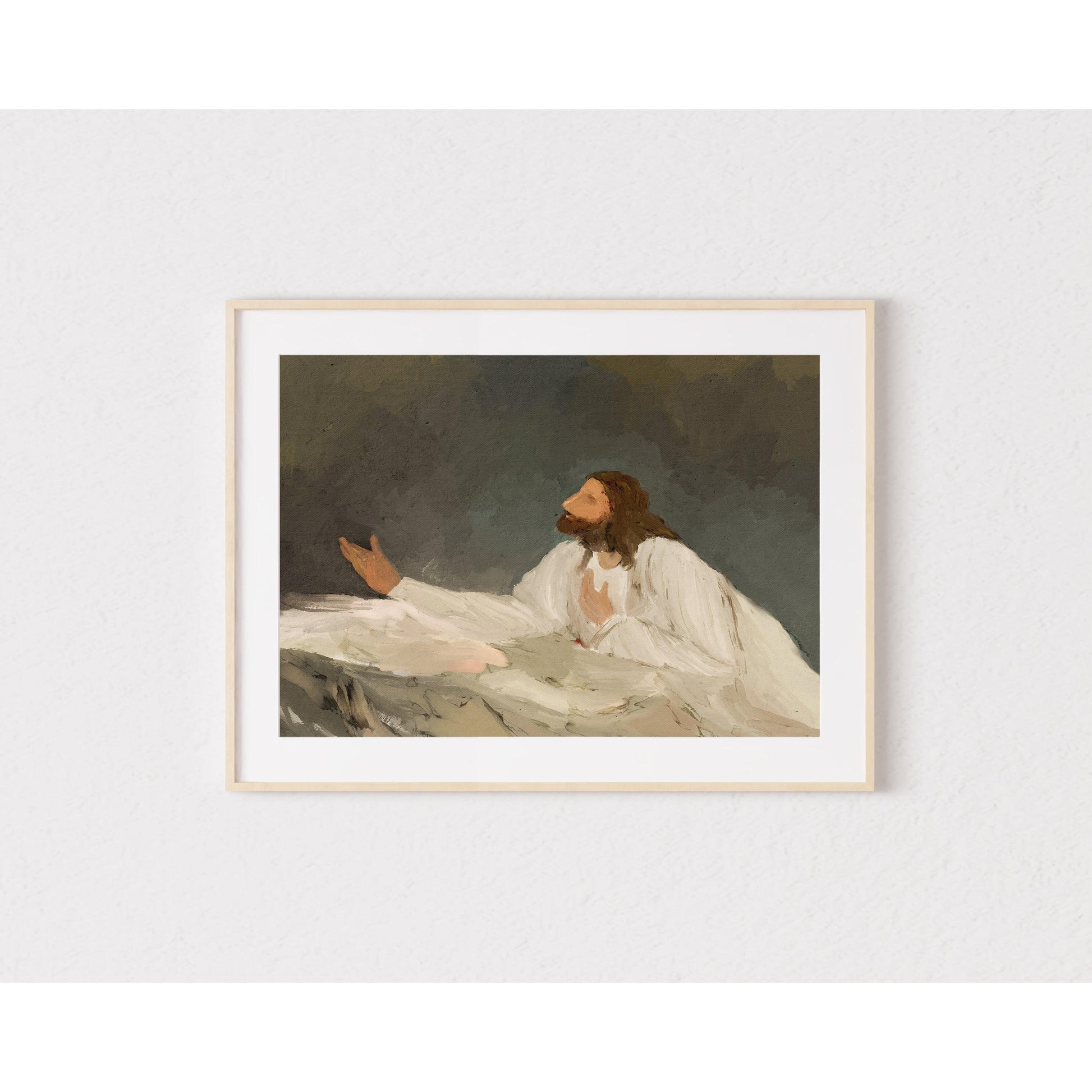 Modern Christian Art | Jesus Praying - Bible Story Art