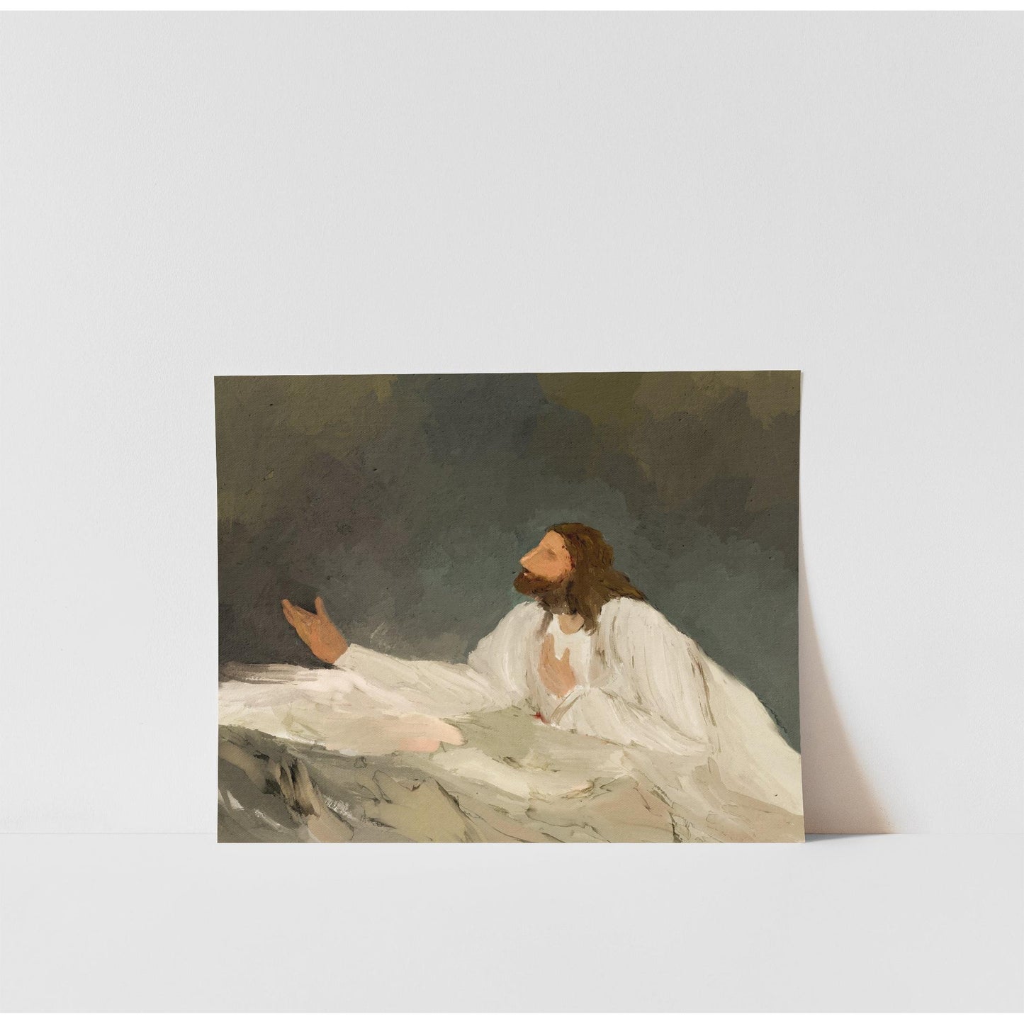 Modern Christian Art | Jesus Praying - Bible Story Art