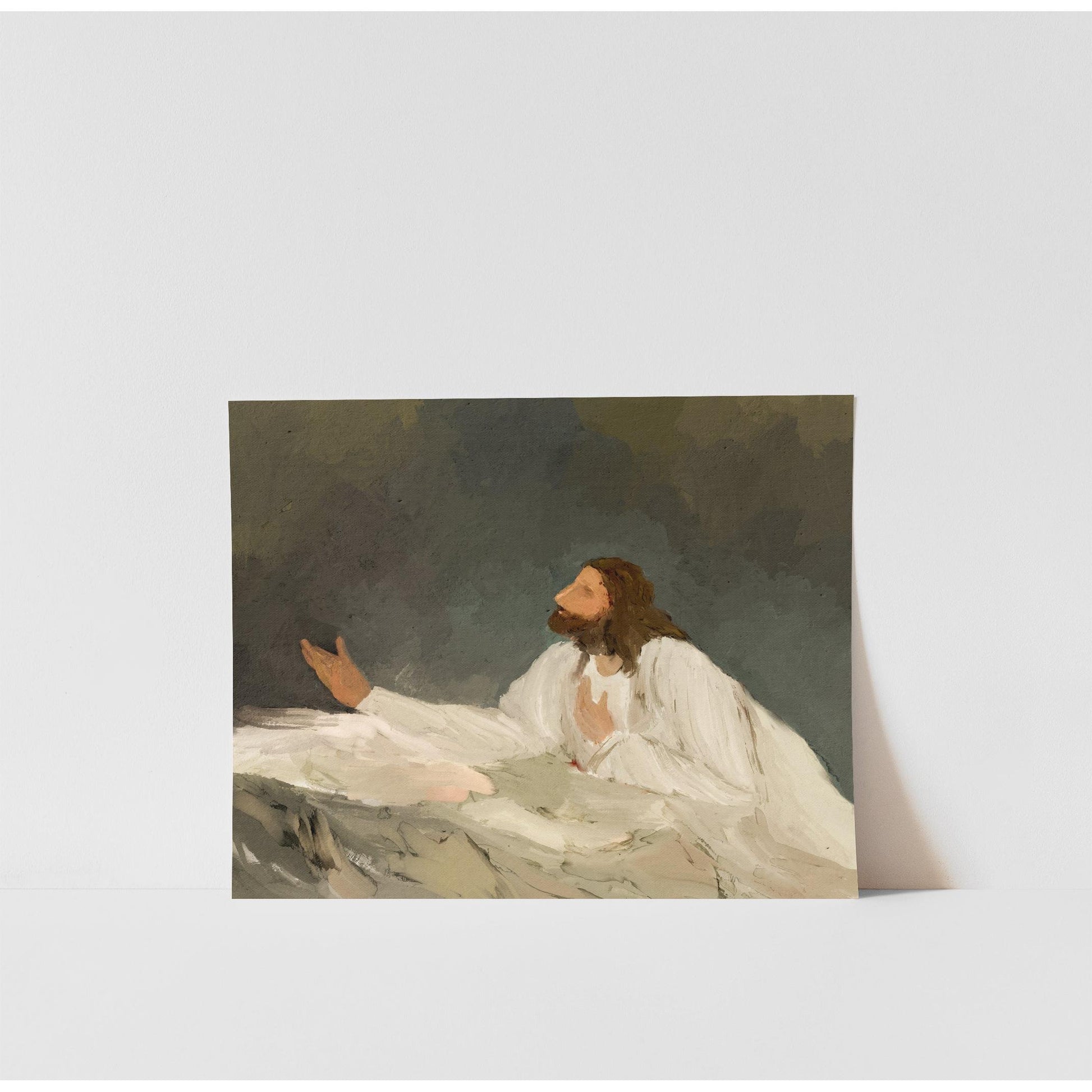 Modern Christian Art | Jesus Praying - Bible Story Art