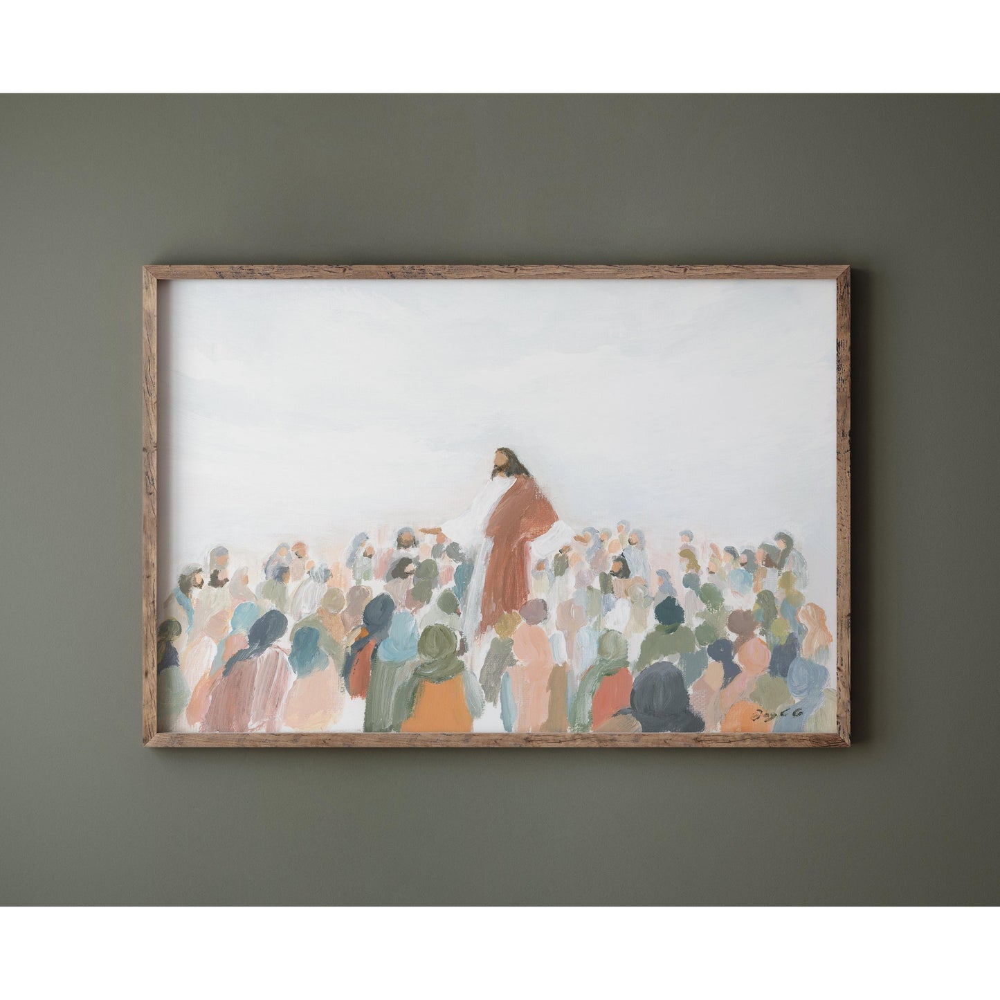 Modern Christian Art - Jesus Teaching the Crowd Painting