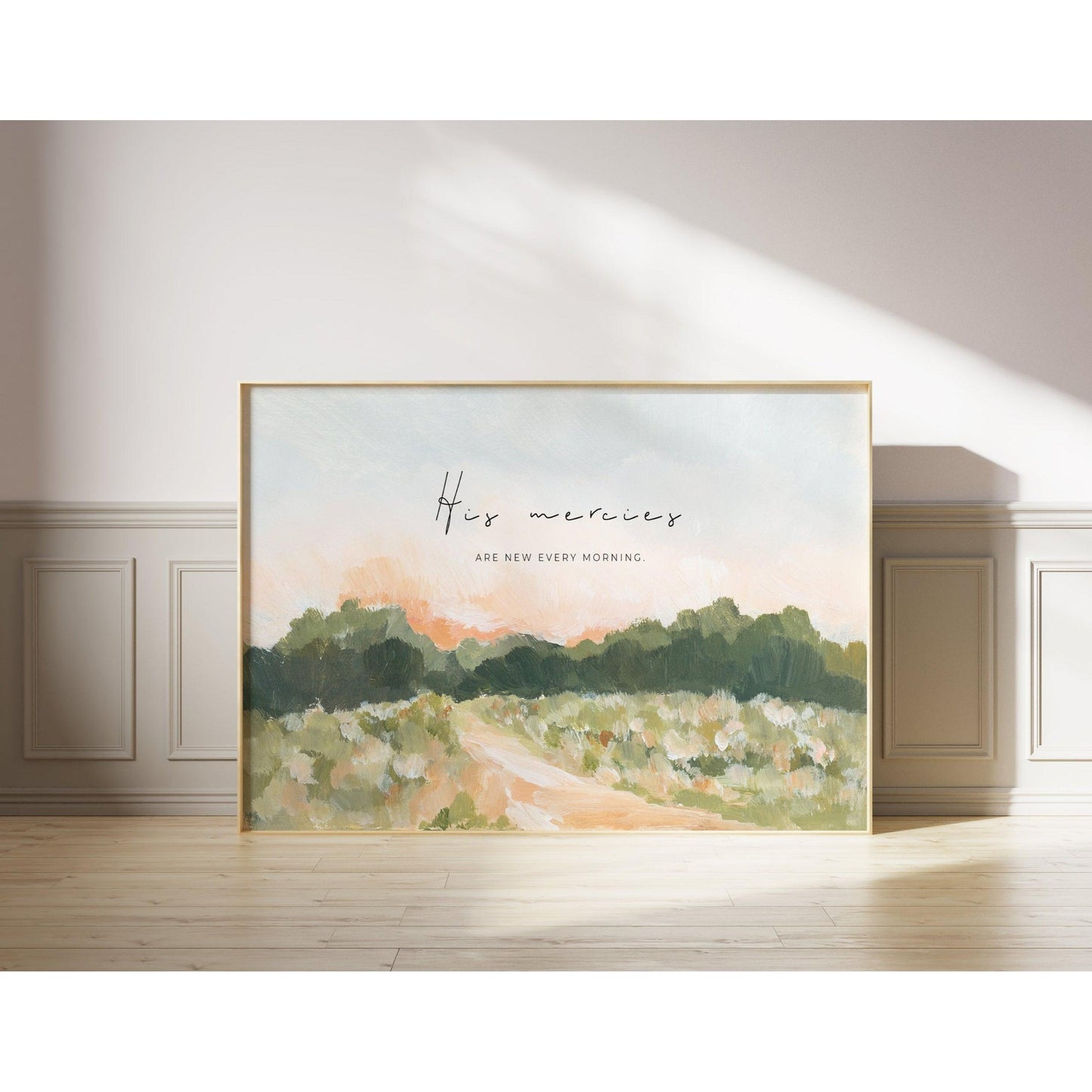 Modern Christian Art - Landscape with Bible Verses - New Mercies