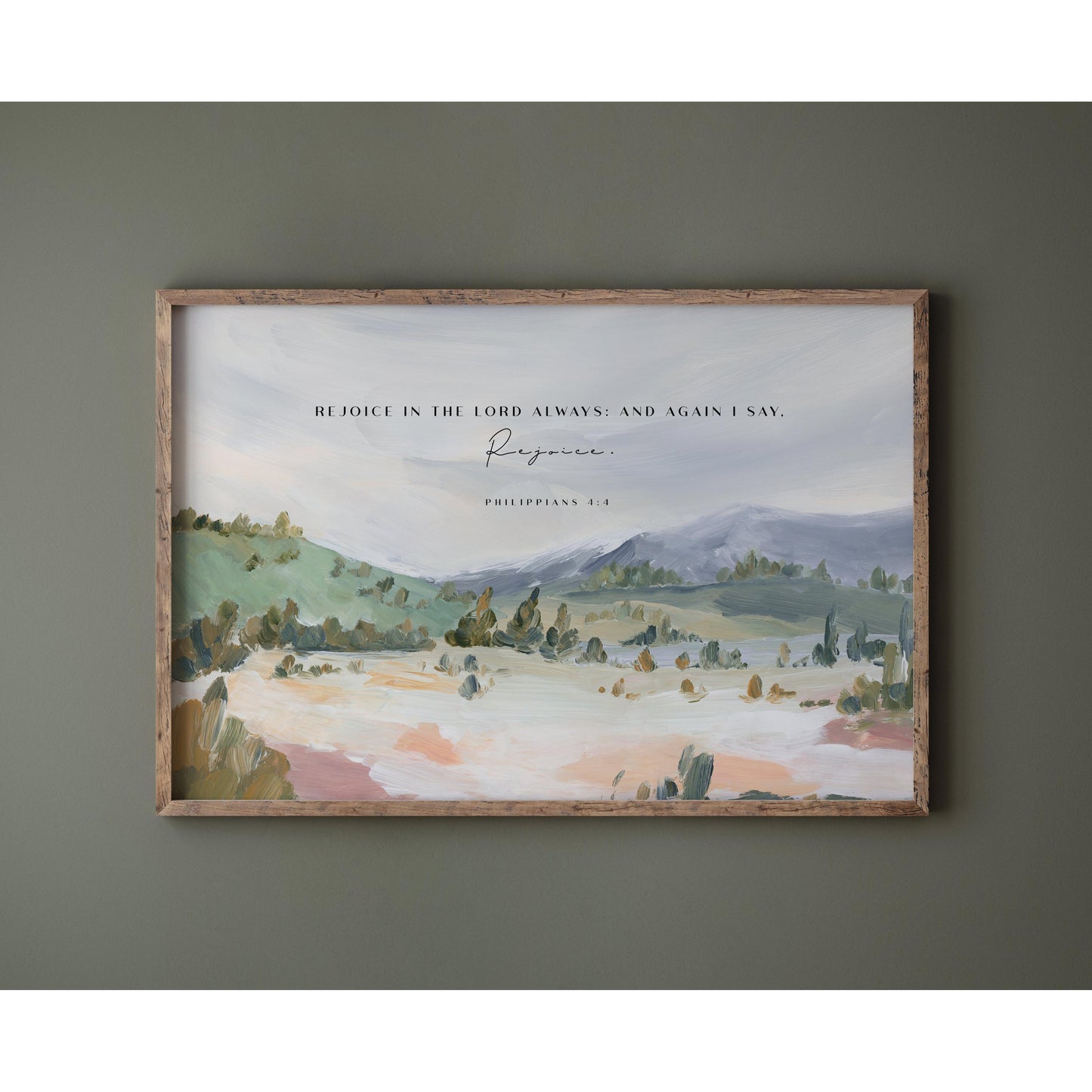 Modern Christian Art - Landscape with Bible Verses Philippians 4:4