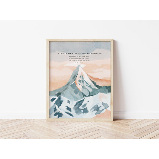 Modern Christian Art - Mountain Landscape with Psalm 121