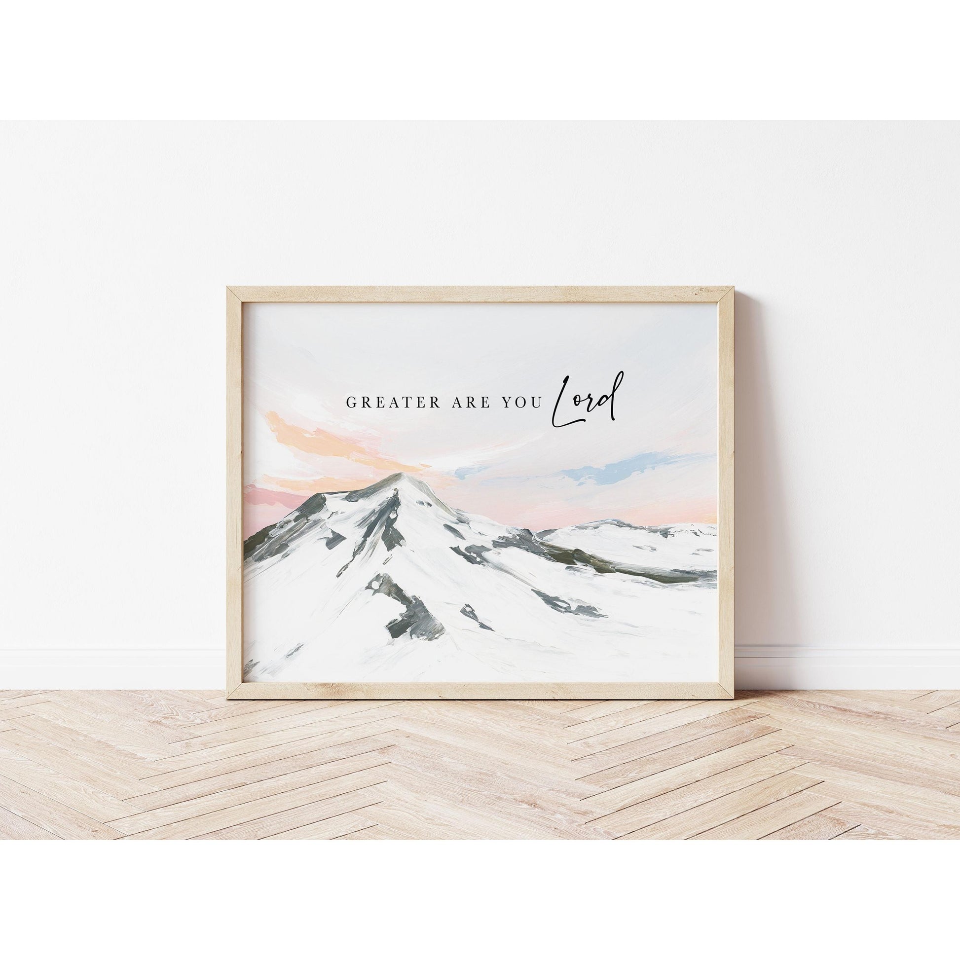 Modern Christian Art - Mountain Painting "Greater Are You Lord"