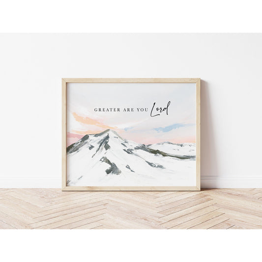Modern Christian Art - Mountain Painting "Greater Are You Lord"