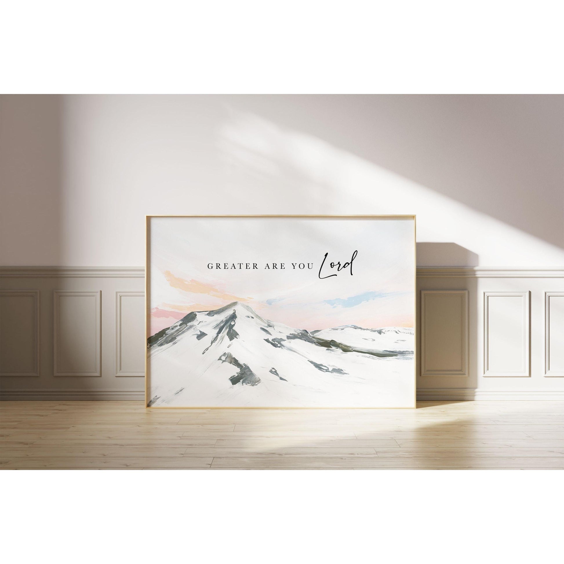 Modern Christian Art - Mountain Painting "Greater Are You Lord"
