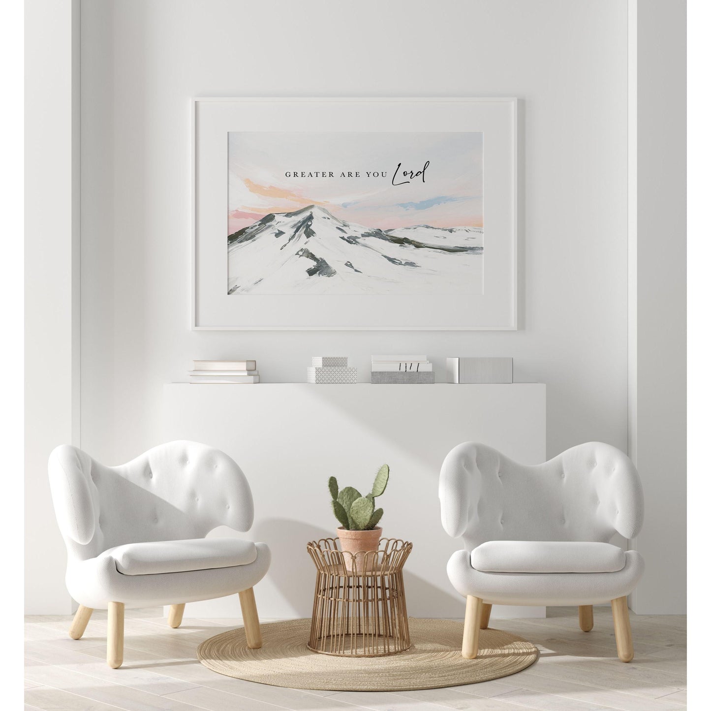 Modern Christian Art - Mountain Painting "Greater Are You Lord"