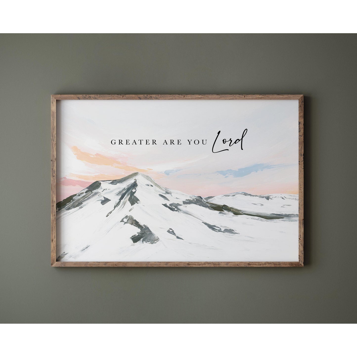 Modern Christian Art - Mountain Painting "Greater Are You Lord"