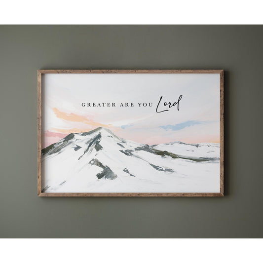 Modern Christian Art - Mountain Painting "Greater Are You Lord"