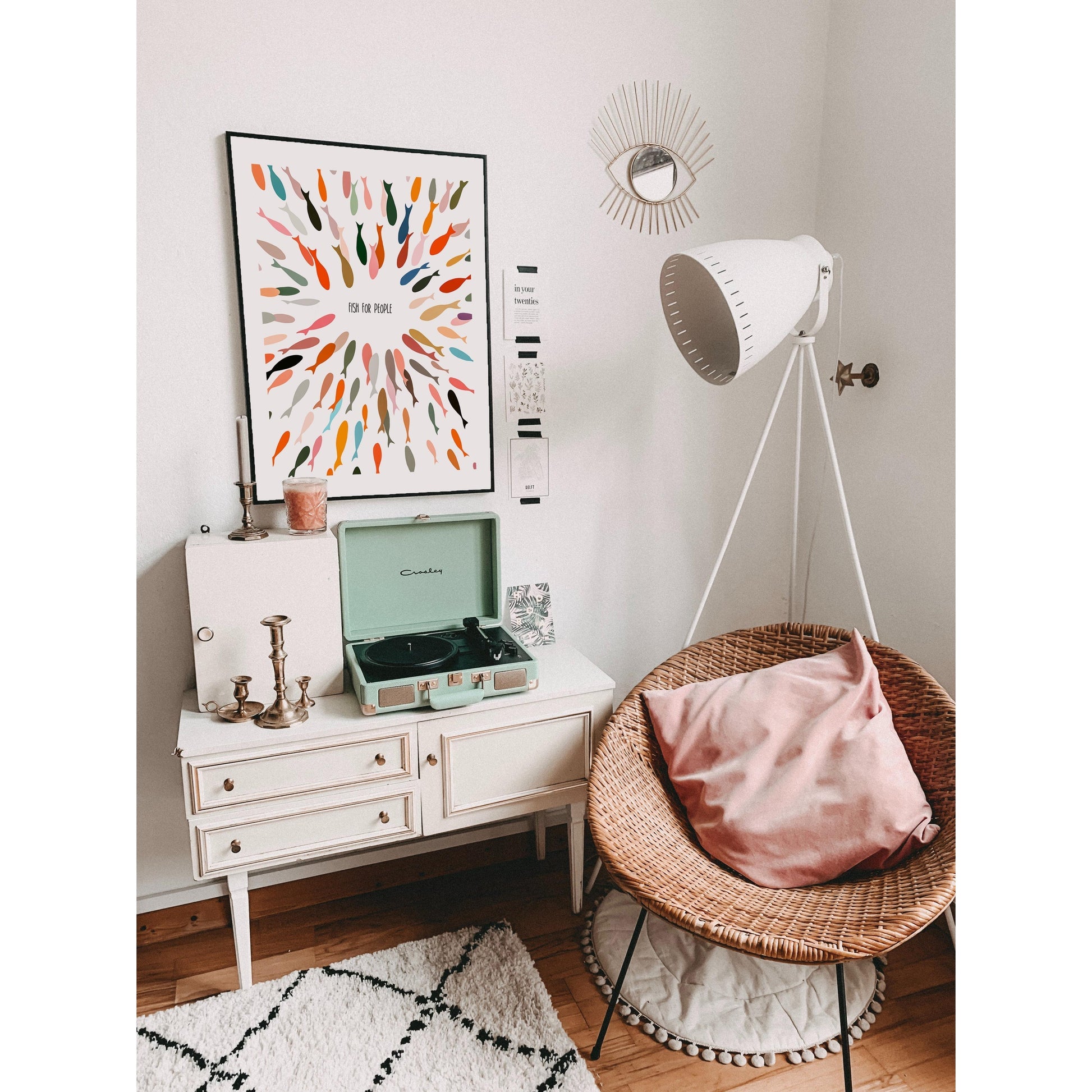 Modern Christian Art Print - Colorful Fish Cluster "Fish for People"