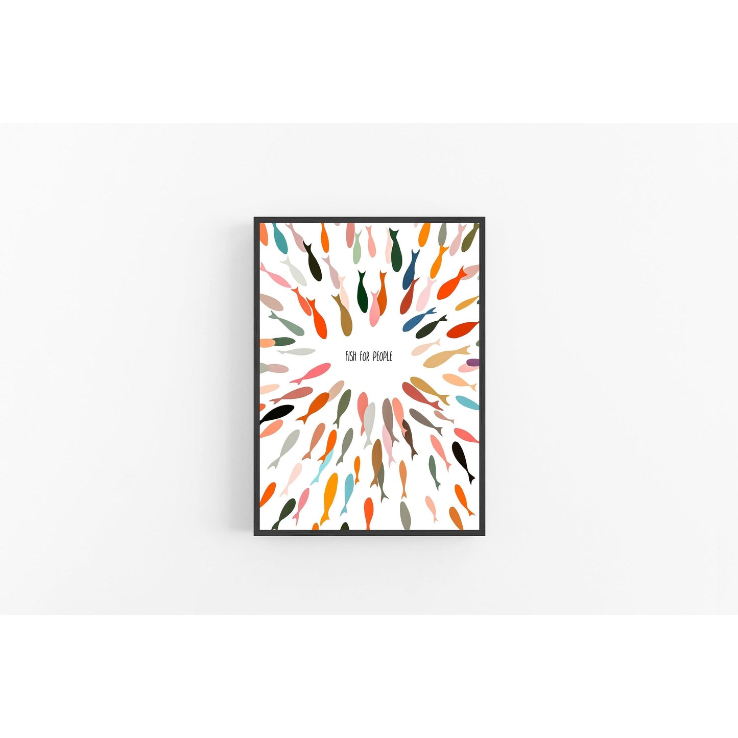 Modern Christian Art Print - Colorful Fish Cluster "Fish for People"
