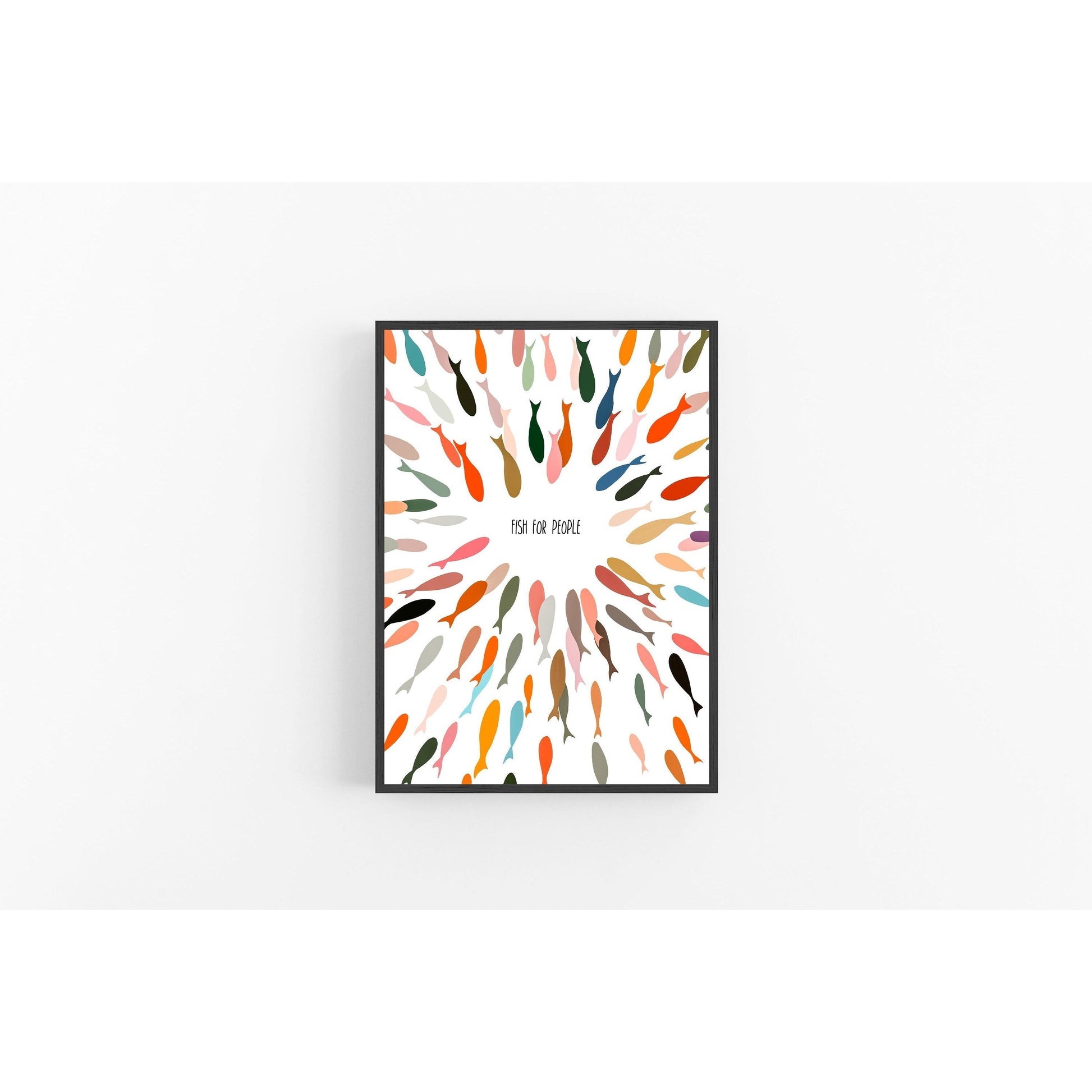Modern Christian Art Print - Colorful Fish Cluster "Fish for People"