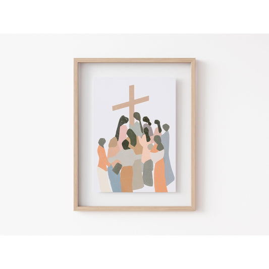 Modern Christian Art Print Cross Art "Love One Another"