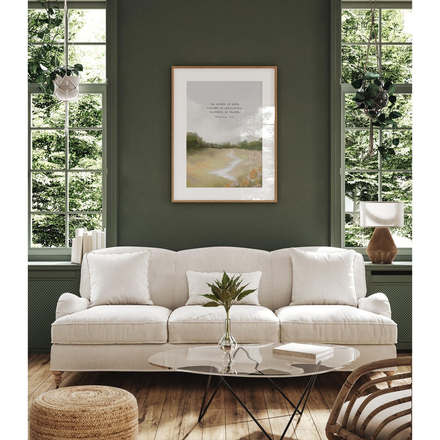 Modern Christian Art | Vintage Landscape with Romans 12:12