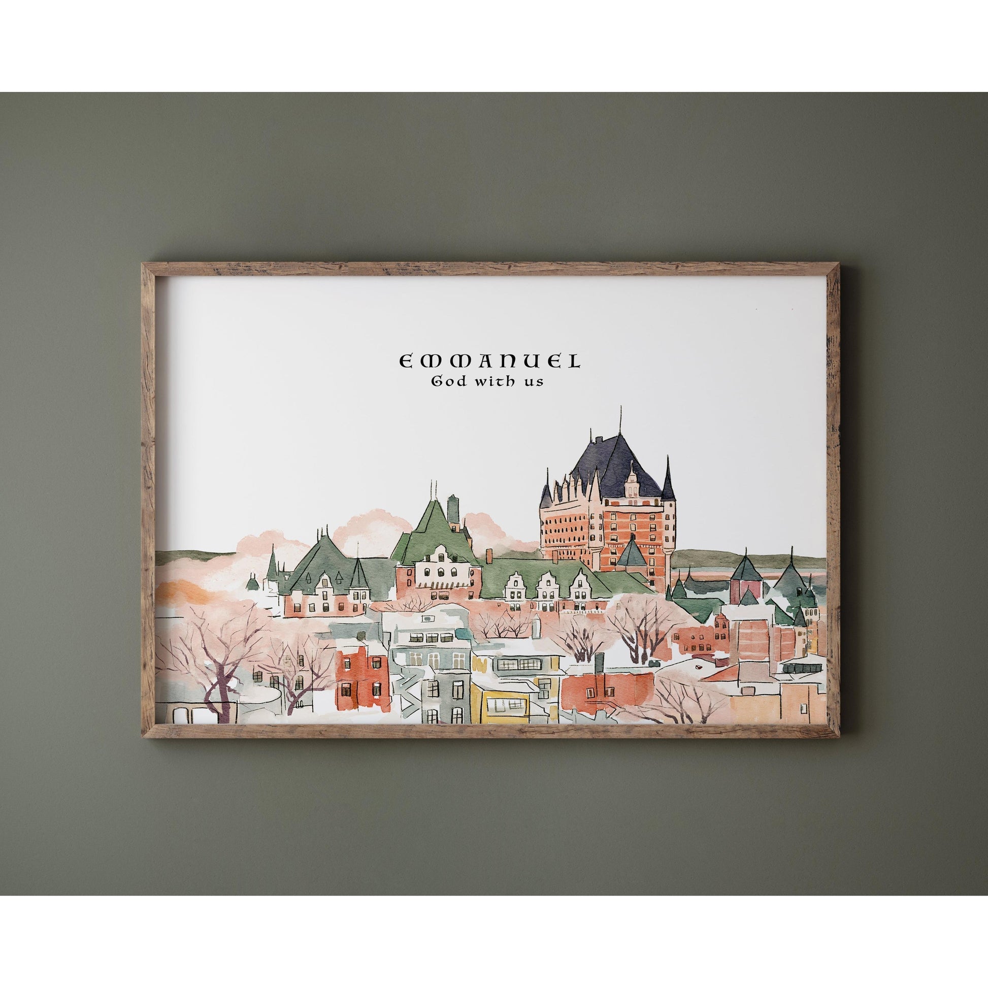 Modern Christian Art - Watercolor Landscape with "Emmanuel"