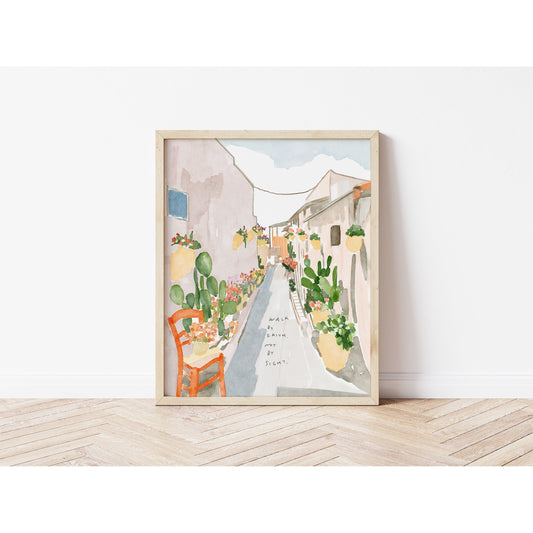Modern Christian Art Watercolor Painting "Walk by Faith Not by Sight"