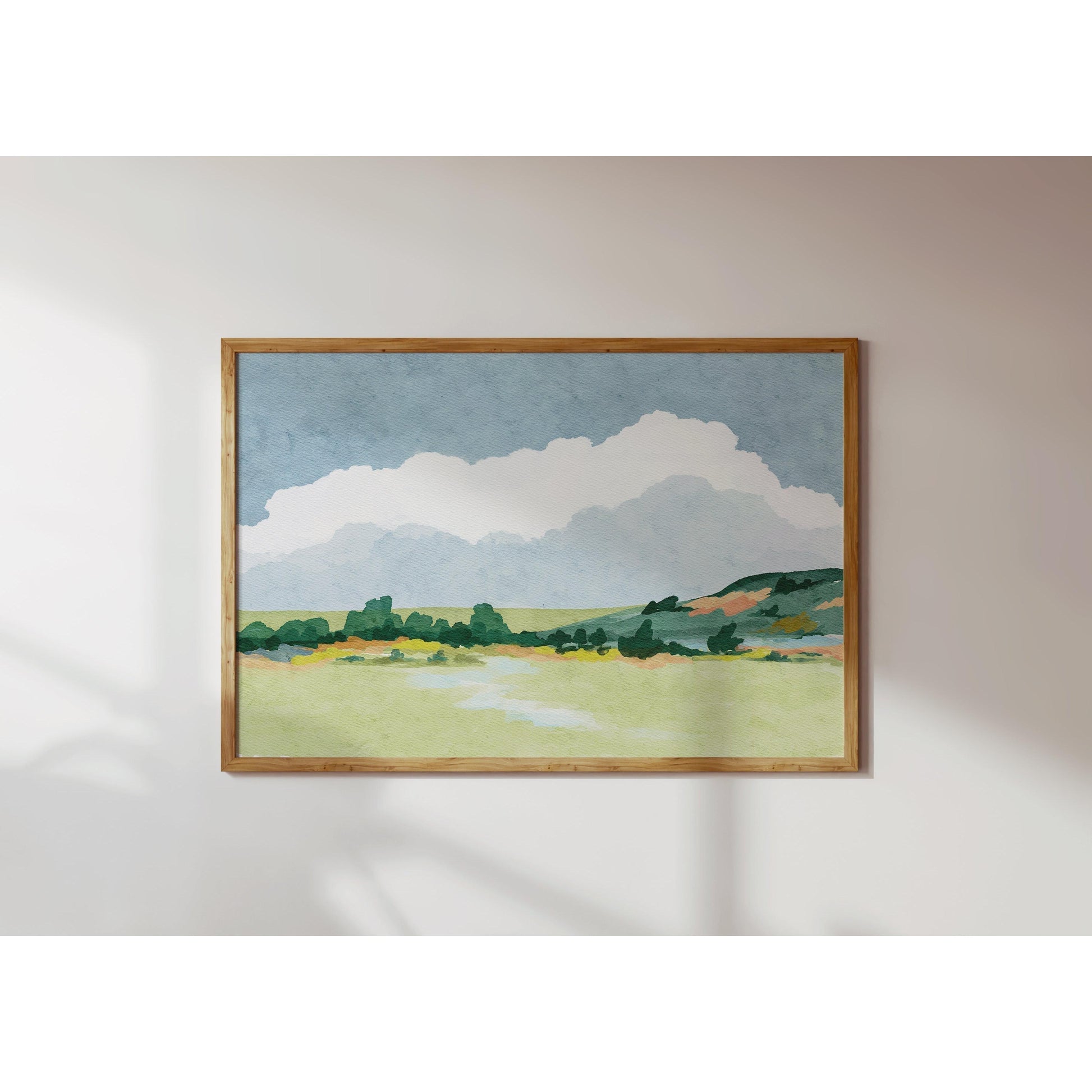 Modern Christian Wall Art - Psalm 23 with Watercolor Landscape