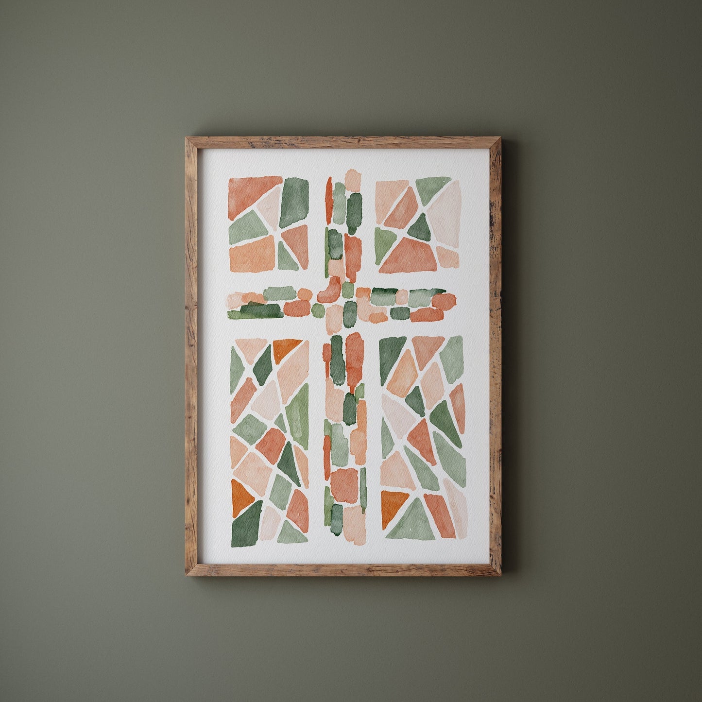 Modern Minimalist Christian Art - Watercolor Stained Glass Cross