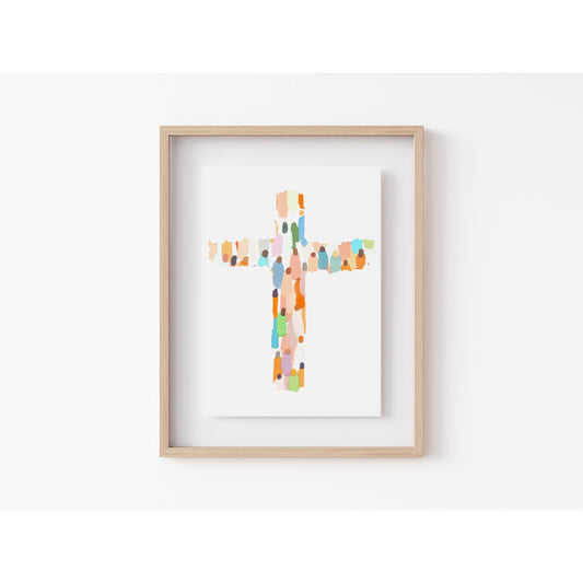 Modern Minimalist Christian Art of a Colorful Cross